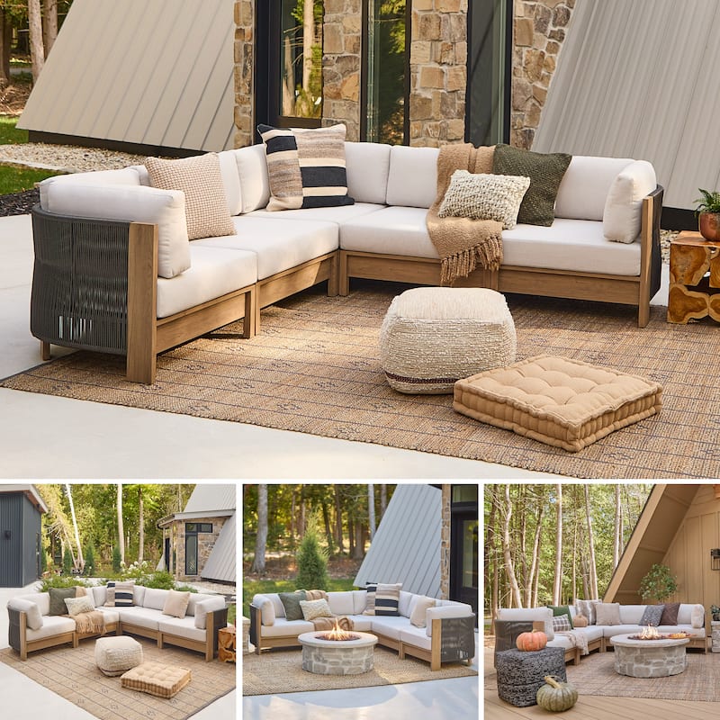 Stratton Outdoor 5-Piece Modular Sectional with Sunbrella Cushions