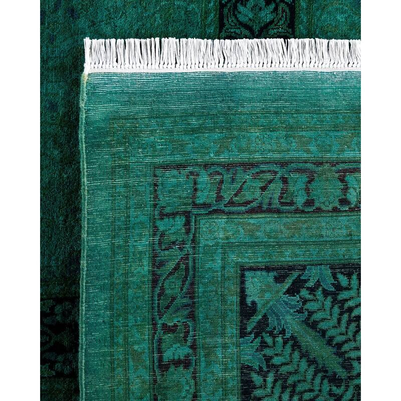 Overdyed, One-of-a-Kind Hand-Knotted Area Rug - Green - 12' 2" x 17' 10"