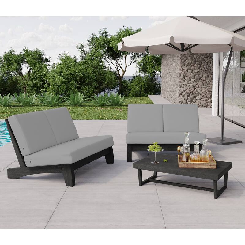 6-Piece Gray Sectional Wood Furniture Patio Sofa