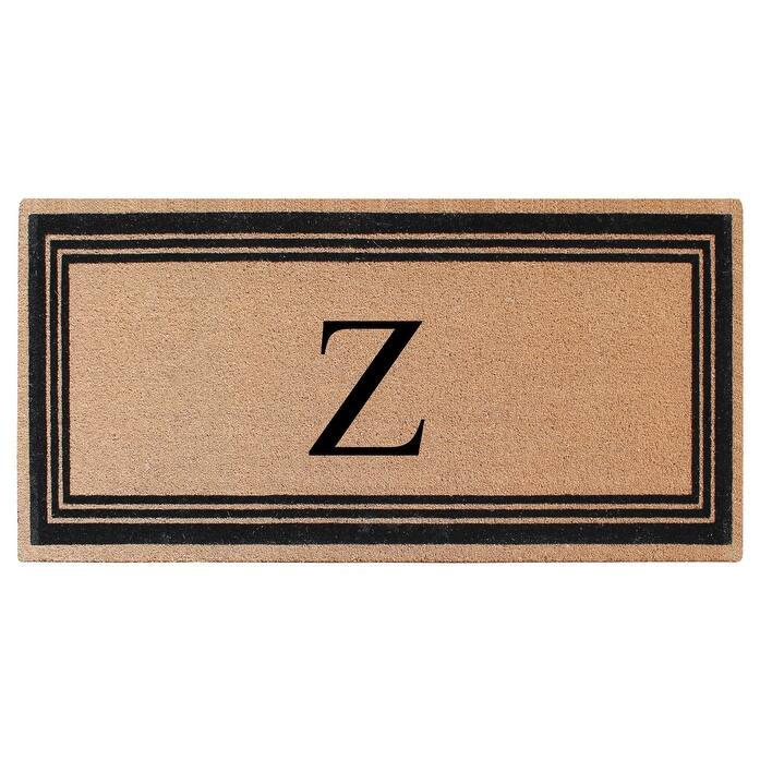 A1HC Natural Coir Monogrammed Flock Anti shed Treated Durable Doormat BlackBeige - 36"X72" - Z
