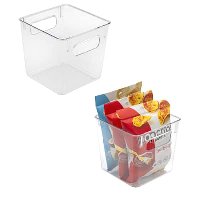 Sorbus Clear Plastic Organizer Storage Bin Containers with Handles for Pantry Food & Kitchen Fridge (2-Pack)