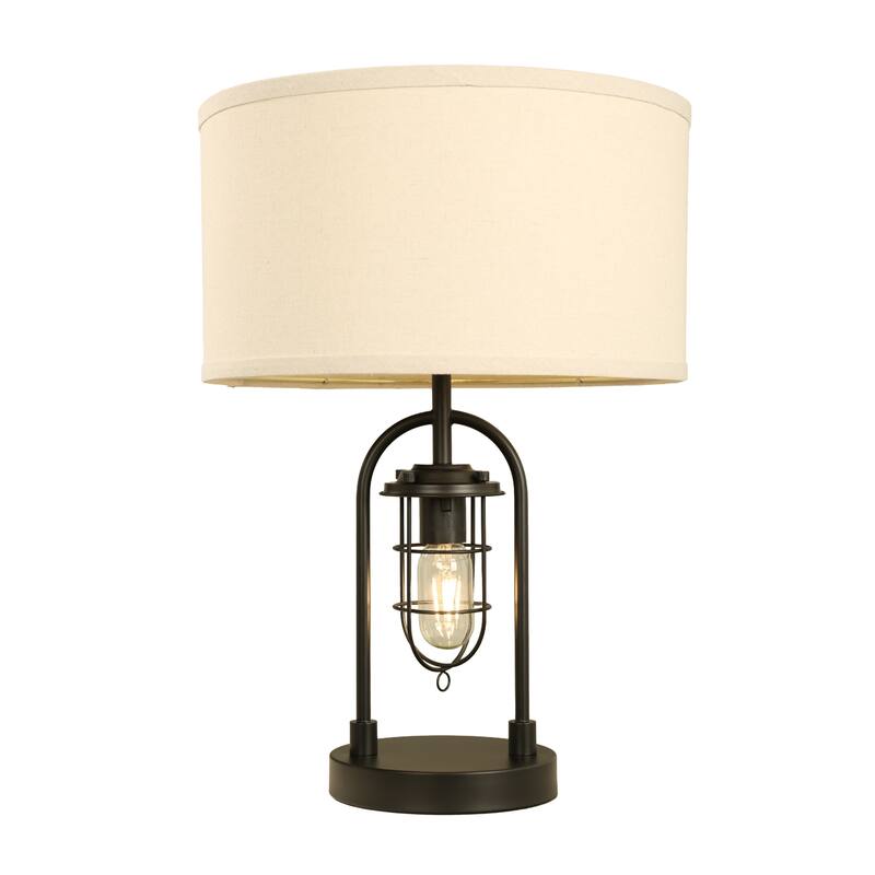 21 inch Metal Table Lamp With Night Light Set of 2