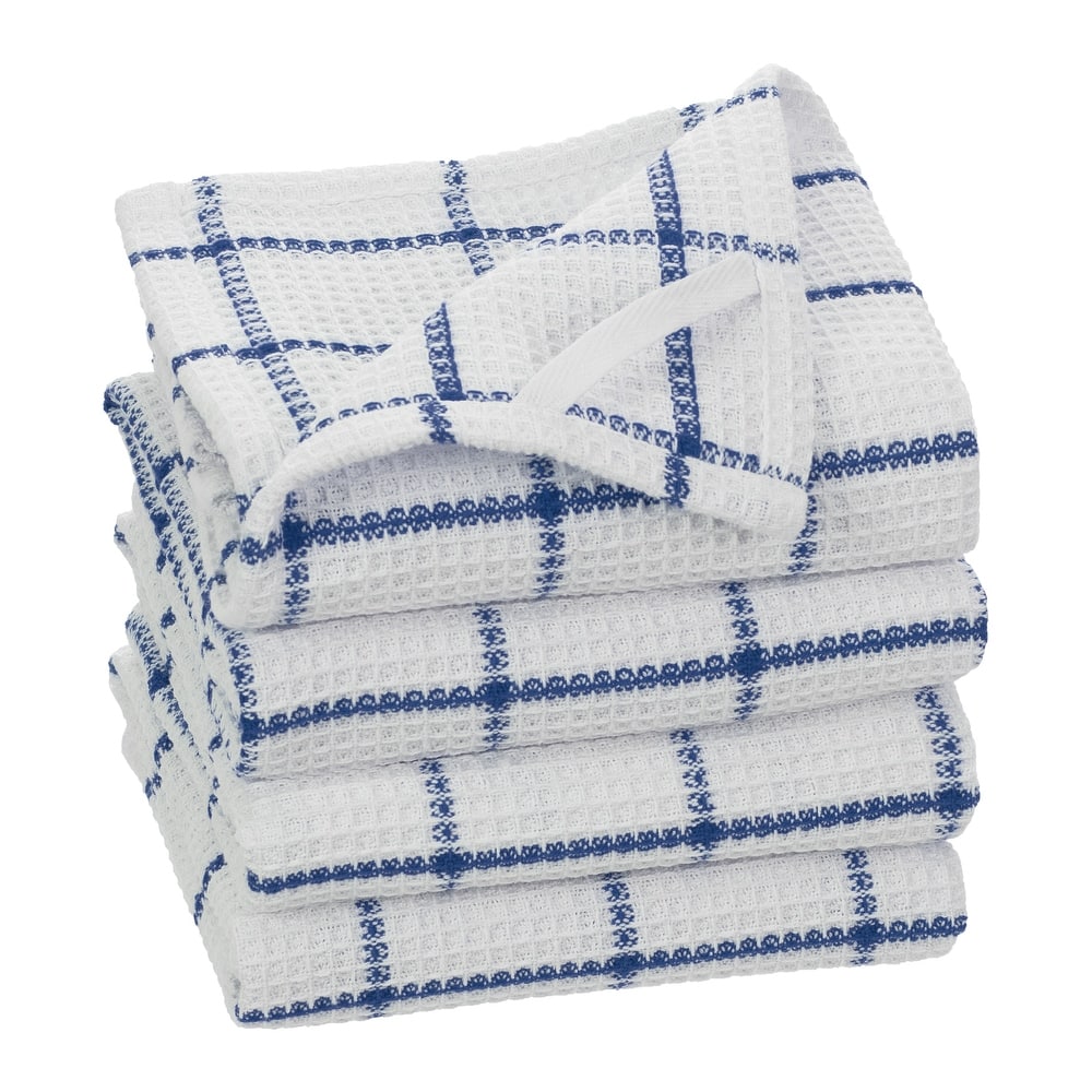 Fabstyles Solo Waffle Cotton Kitchen Towel Set of 4 - 18x28