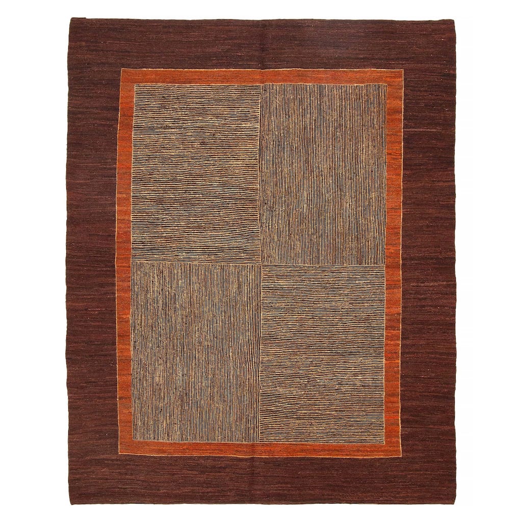 ECARPETGALLERY Flat-Weave Natural Brown Wool Kilim - 5'1 x 6'6