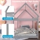 preview thumbnail 2 of 6, Twin House Bed Frame Solid Wood Kids Platform Floor Bed with Roof