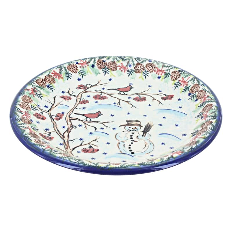 Blue Rose Polish Pottery Vena Dinner Plate - Little Snowman