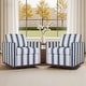 preview thumbnail 54 of 154, Set of 2 Modern Swivel Accent Armchairs Upholstered Arm Chairs Linen - Stripe Dark Blue