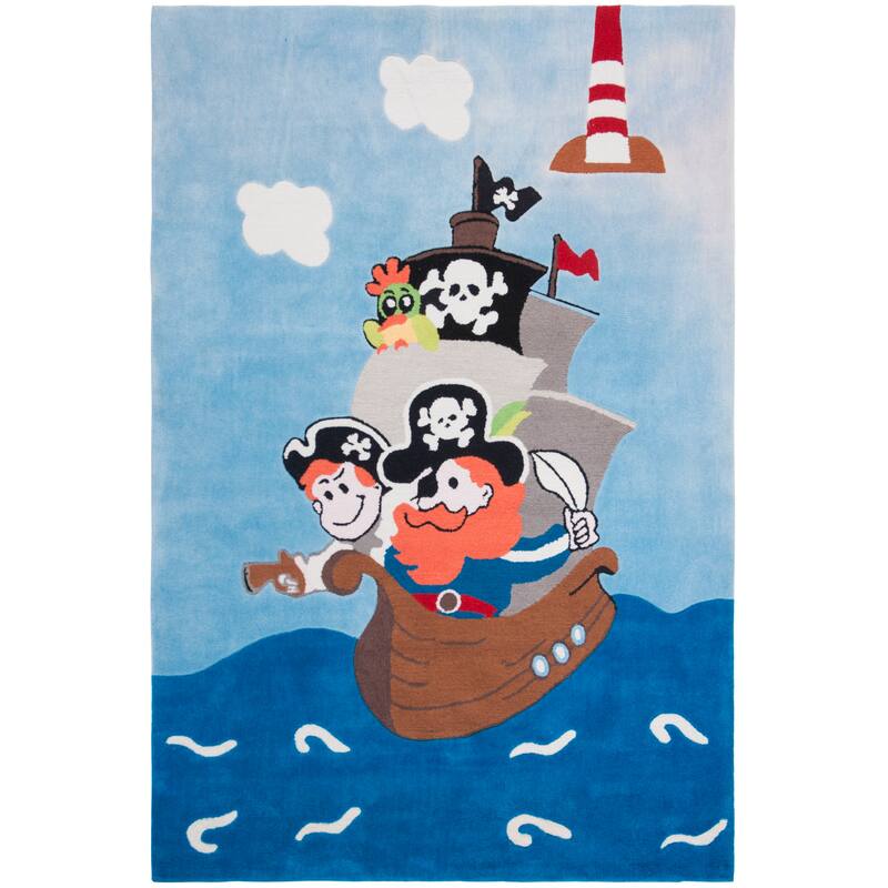 SAFAVIEH Handmade Kids Bengi Pirate Ship Polyester Rug