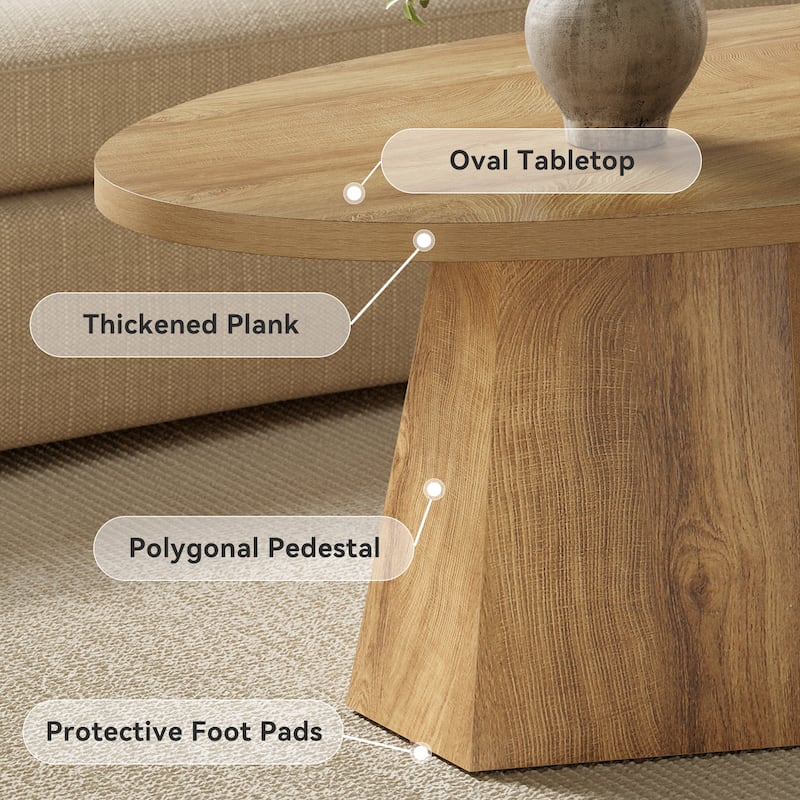 47-Inches Unique Oval Coffee Table