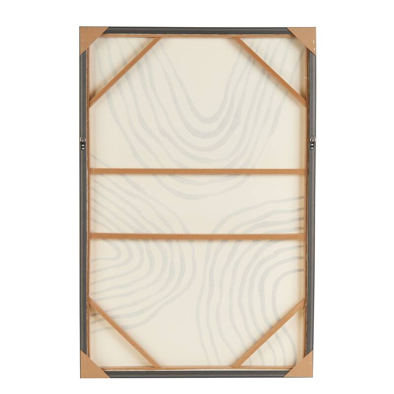 Black Wooden Wavy Line Abstract Framed Wall Art with Black Wooden Frame