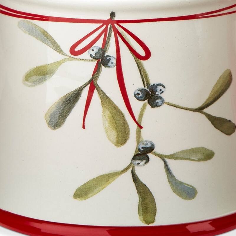 Kisses Under The Mistletoe Ceramic Mug 18oz Christmas Drinkware Red Dishwasher Safe 4.75in H x 3.75in Dia