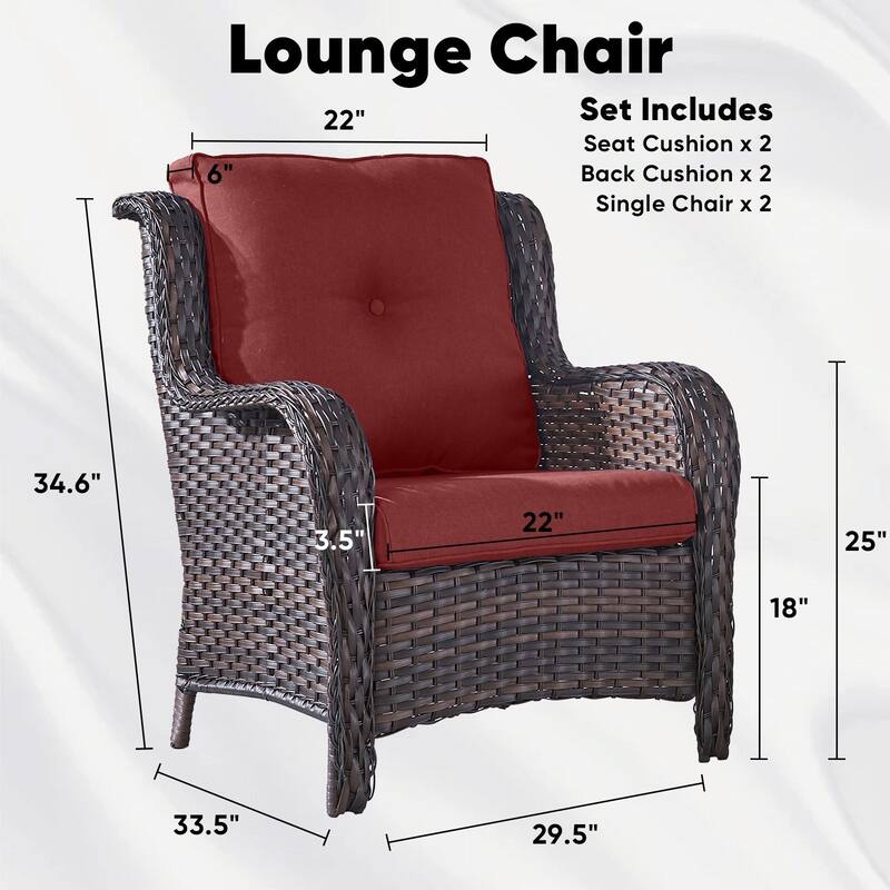 Gymojoy Wicker Patio Club Chairs with Olefin Weather-Resistant Cushions