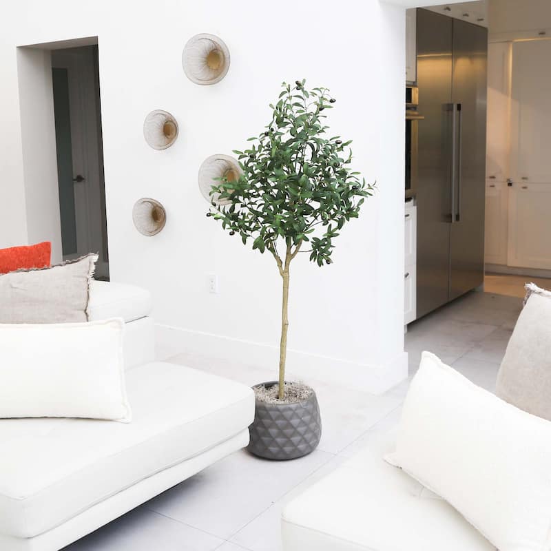 Black Olive Artificial Potted Tree - 4'