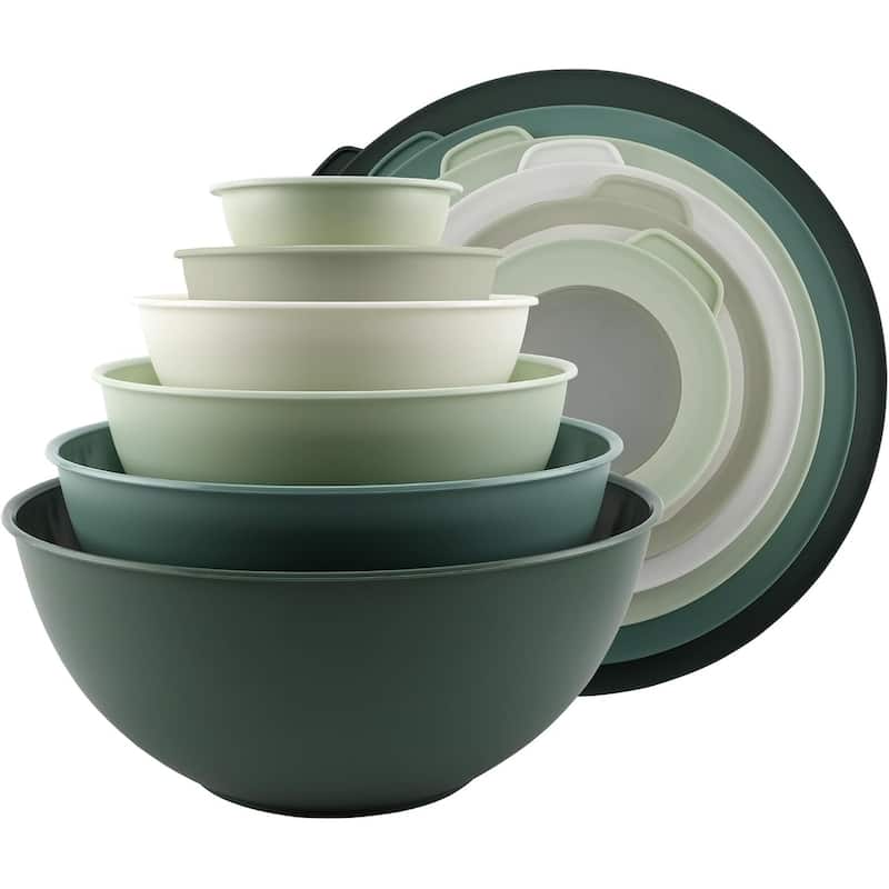COOK WITH COLOR - 12 Piece Plastic Nesting Bowls - 6 Prep Bowls and 6 Lids, Microwave Safe.