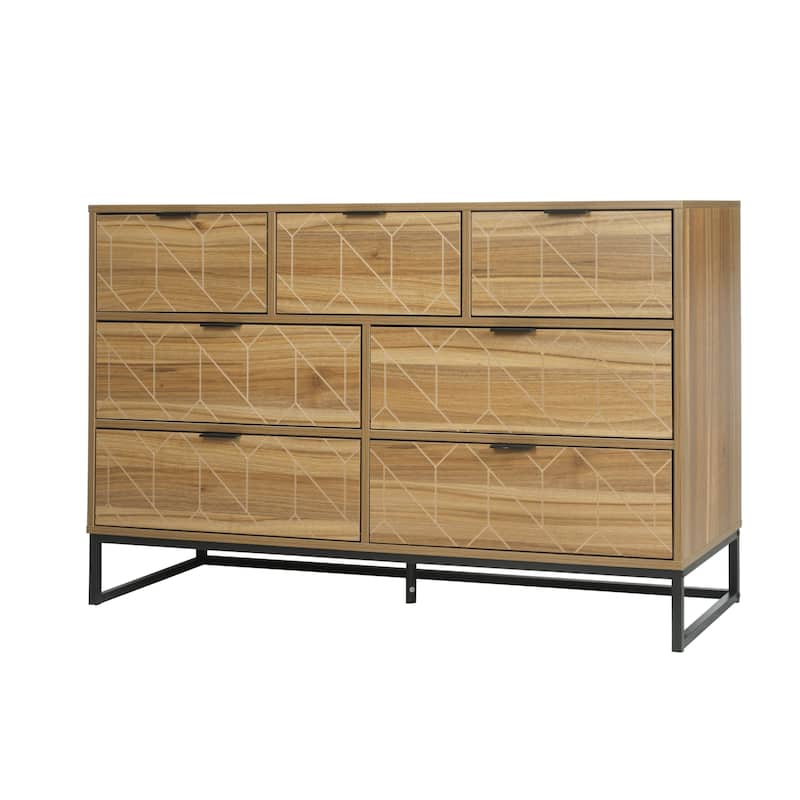 Walnut 7 Drawer Dresser Cabinet