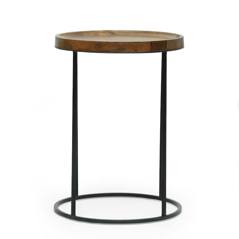 Gambier Modern Industrial Handcrafted Mango Wood Nested Side Tables (Set of 3) by Christopher Knight Home