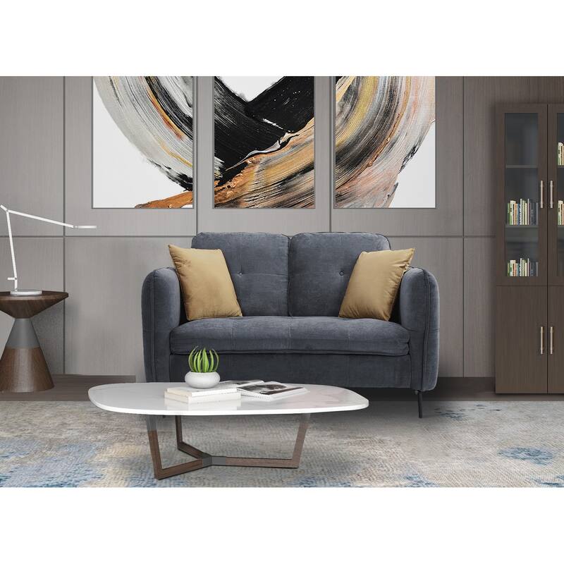 Modern Fabric Loveseat Sofa - 56.70" x 34.60" x 33.00" - Dark Grey
