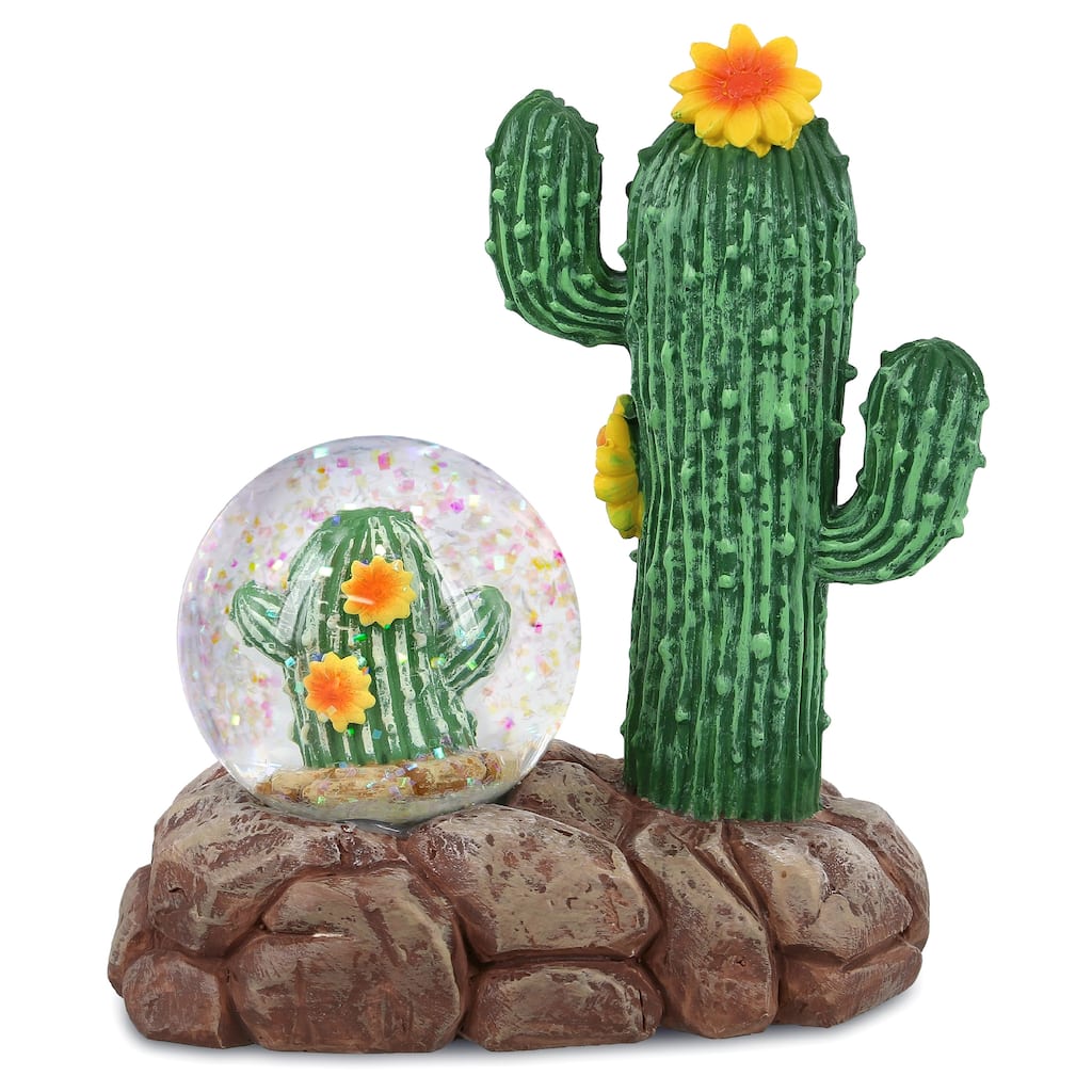 CoTa Global Cactus Snow Globe Figurine with Sparkling Glitter - 45mm - 3.5″Lx2″Wx4.3″H
