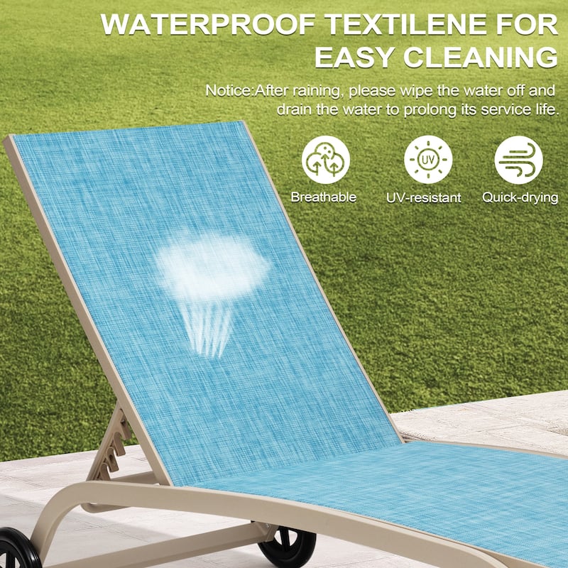 Crestlive Outdoor Adjustable Chaise Lounge Chairs with Wheels - See the Picture
