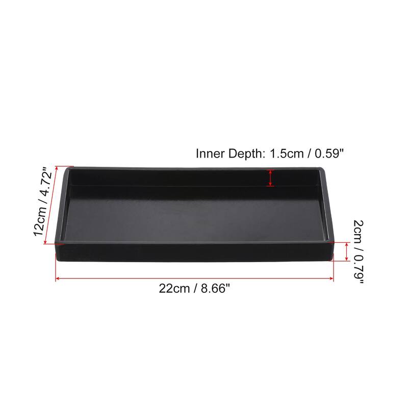 Fast Food Tray, Plastic Serving Tray Smooth Surface - Black - 9x5"
