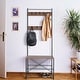 preview thumbnail 12 of 28, Hall Tree Entryway Bench Shoe Coat Rack Shelves Metal Frame Wood