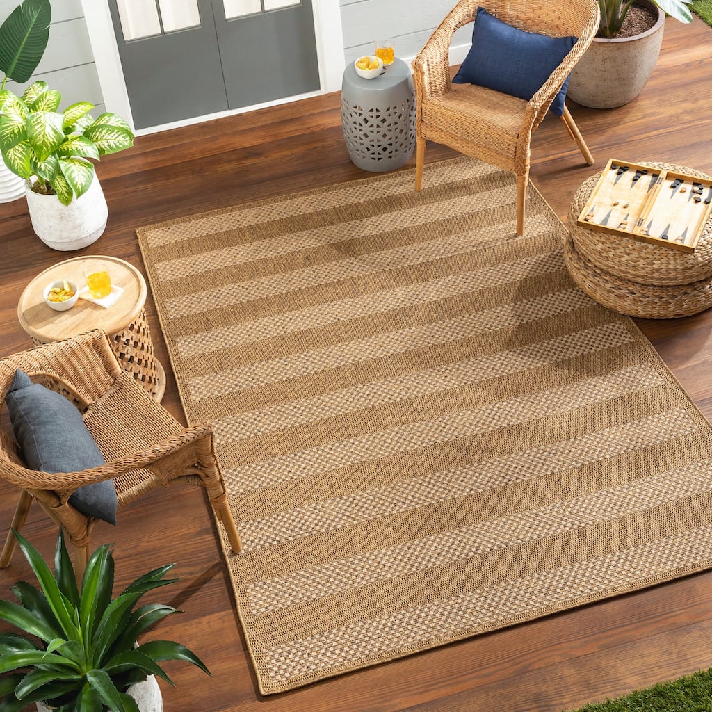 Livabliss Pismo Indoor/ Outdoor Checkered Stripe Area Rug