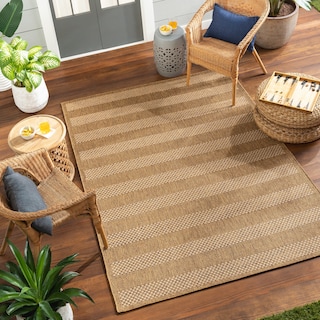 Livabliss Pismo Indoor/ Outdoor Checkered Stripe Area Rug