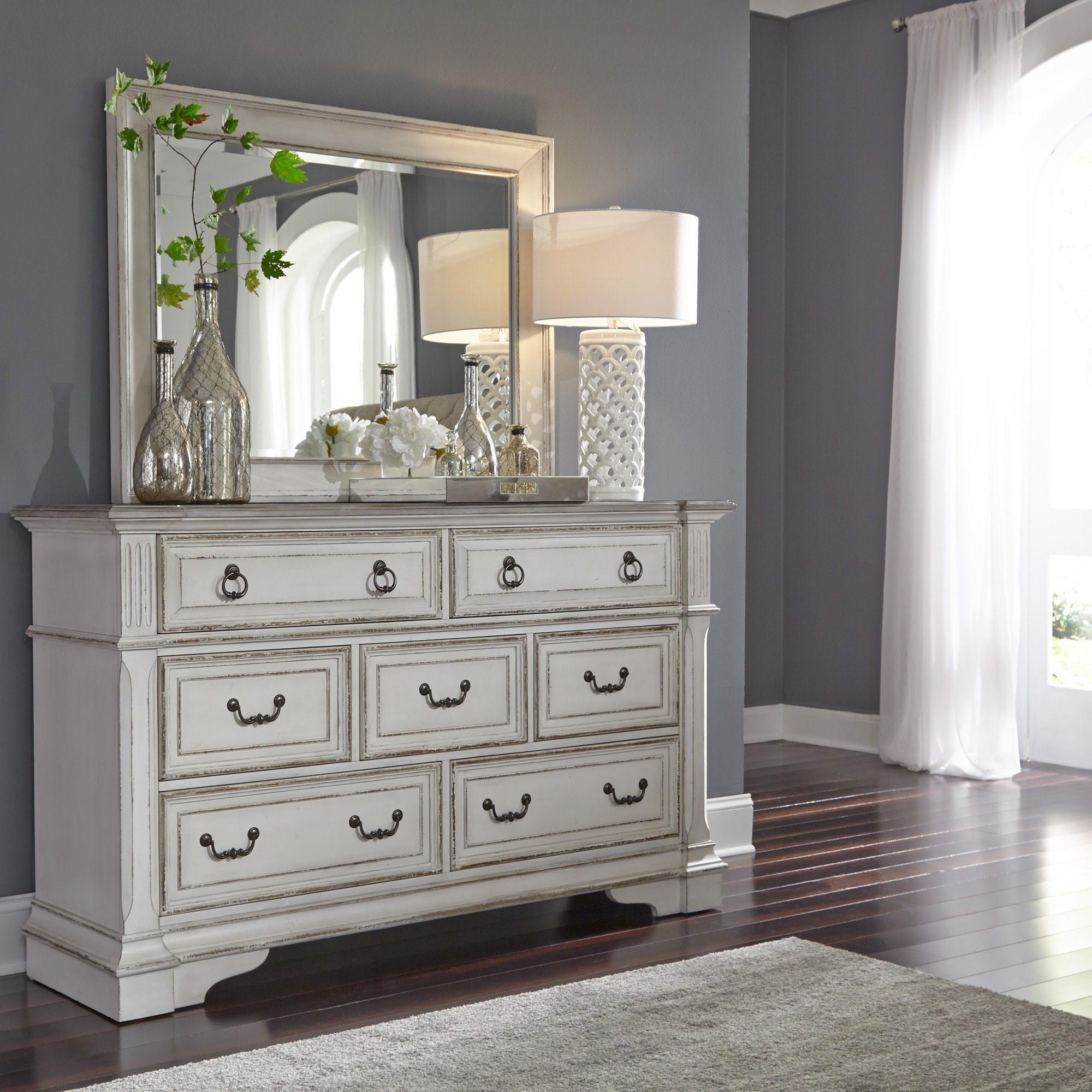 The Gray Barn Abbey Park Weathered Brown Antique White Dresser