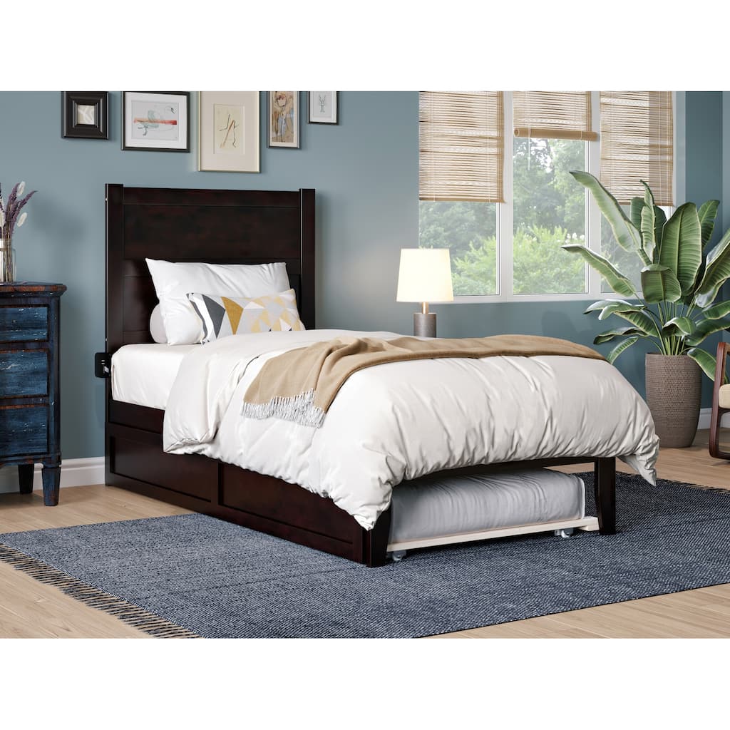 NoHo Twin Platform Bed with Twin Trundle in Espresso
