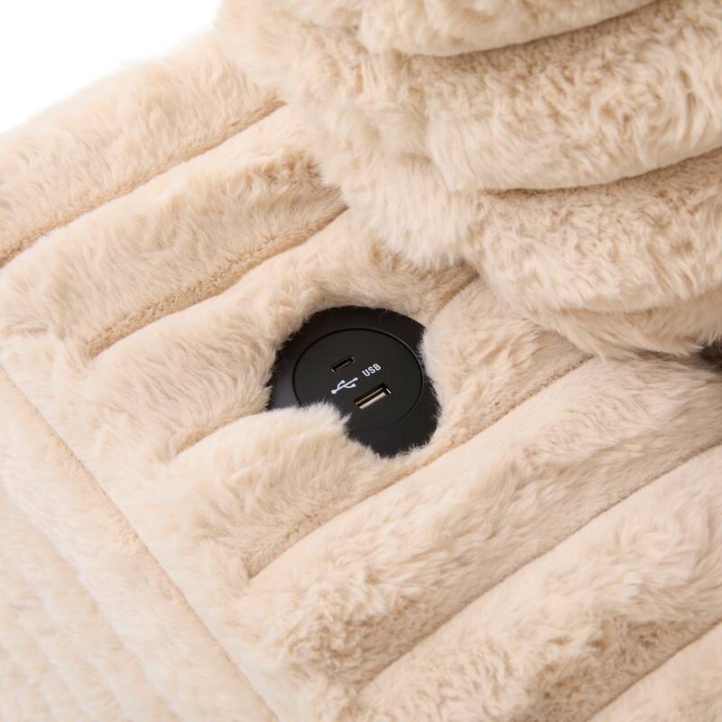 Oversized Double Chaise Lounge Sofa, Living Room 2 Seater Sofa Upholstered Sleeper Sofa Bed Daybed with USB Ports & Cup Holders