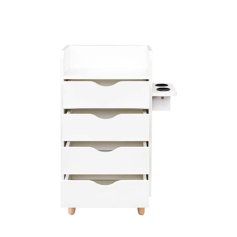 GDF Studio - June Modern 4-Layer Salon Storage Cabinet with Drawers and Hair Dryer Holders