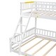 preview thumbnail 8 of 10, White Twin XL over Queen Size Bunk Bed with Ladder and Guardrails for Kids, Boys and Girls, Bedroom