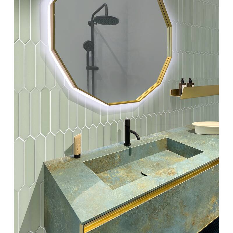 Apollo tile 2" x 10" Piquet Matte Tea Green Ceramic Tile (5.38 sq ft/case) - 44 Pack