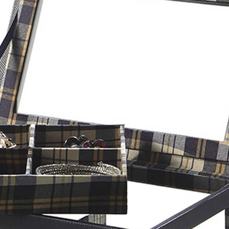 Jewelry Case with Multiple Slots and Removable Watch Cushions, Black