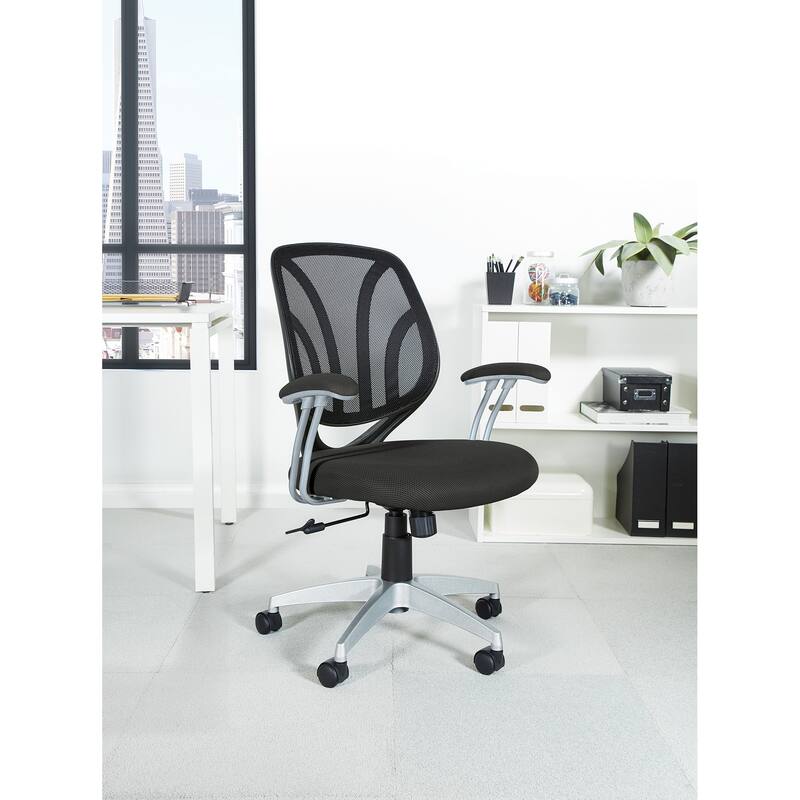 Screen Office Chair with Silver Arms and Base