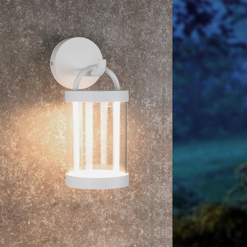 Lights Outdoor Wall Sconce Lantern Exterior IP65 Waterproof LED Wall Light Classic Wall Lamp Round Lighting - White