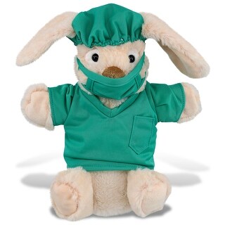 DolliBu Rabbit Hand Puppet Doctor Plush Toy with Scrub Uniform and Cap ...