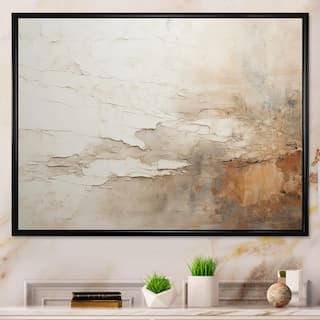 Designart "Beige And Brown Paint Fusion" Abstract Painting Framed Wall Art Living Room