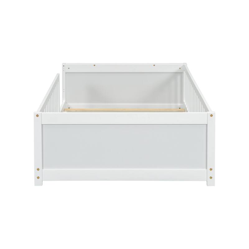 Floor Platform Bed with Built-in Book Storage Rack