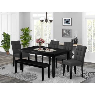 Southwestern Dining Set 6 Piece Table and Chairs - Rectangle Kitchen Table Set, Black