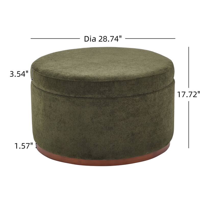 Christopher Knight Home - Rowan Modern Round Upholstered Storage Ottoman with Wood Base