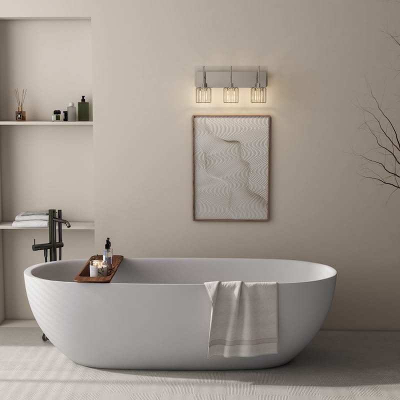 3-light Glass Rectangular Bathroom Vanity Light Wall Light