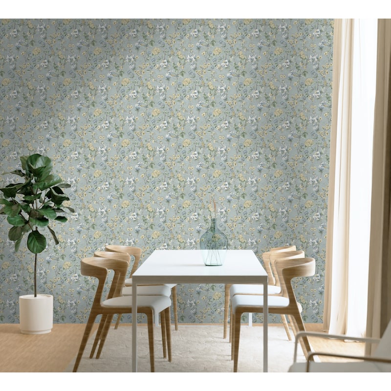 Floral Bird Trail Non-pasted Wallpaper – 396in x 20.8in