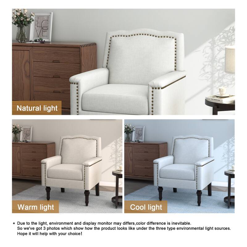 Modern Armchair Accent Chair Cotton Linen Living Room Chair