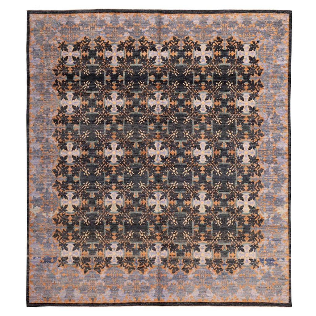 ECARPETGALLERY Hand-knotted Signature Collection Black Wool Rug - 10'1 x 11'0