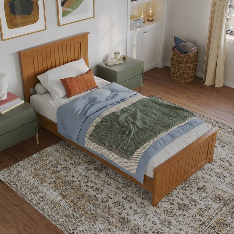 Naples Solid Wood Low Profile Platform Bed with Matching Footboard