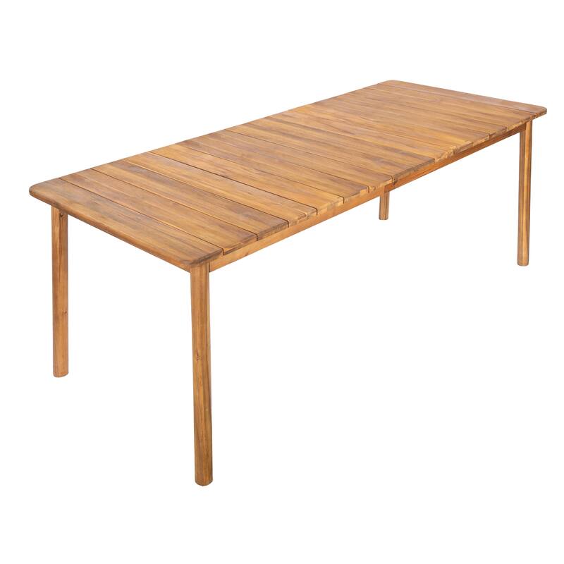 Christopher Knight Home - Modern Outdoor Dining Set with Cushioned Armless Chairs in Teak Finish (9-Piece Set)