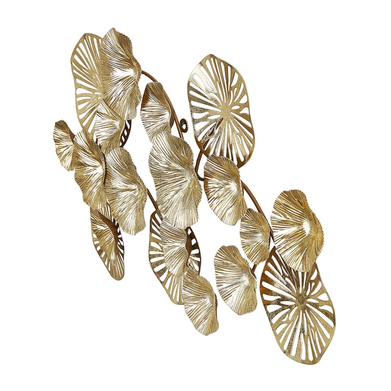 Metal Floral Textured Overlapping Disk Home Wall Decor with Cutouts - Gold - Roche River Decor