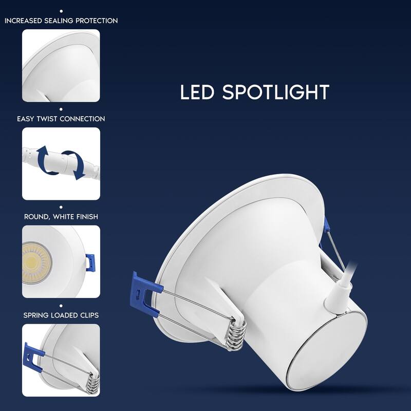 Luxrite 4 in. LED Recessed Ceiling Light J-Box 12W 5CCT 1160 Lumens Dimmable Wet Rated IC Rated