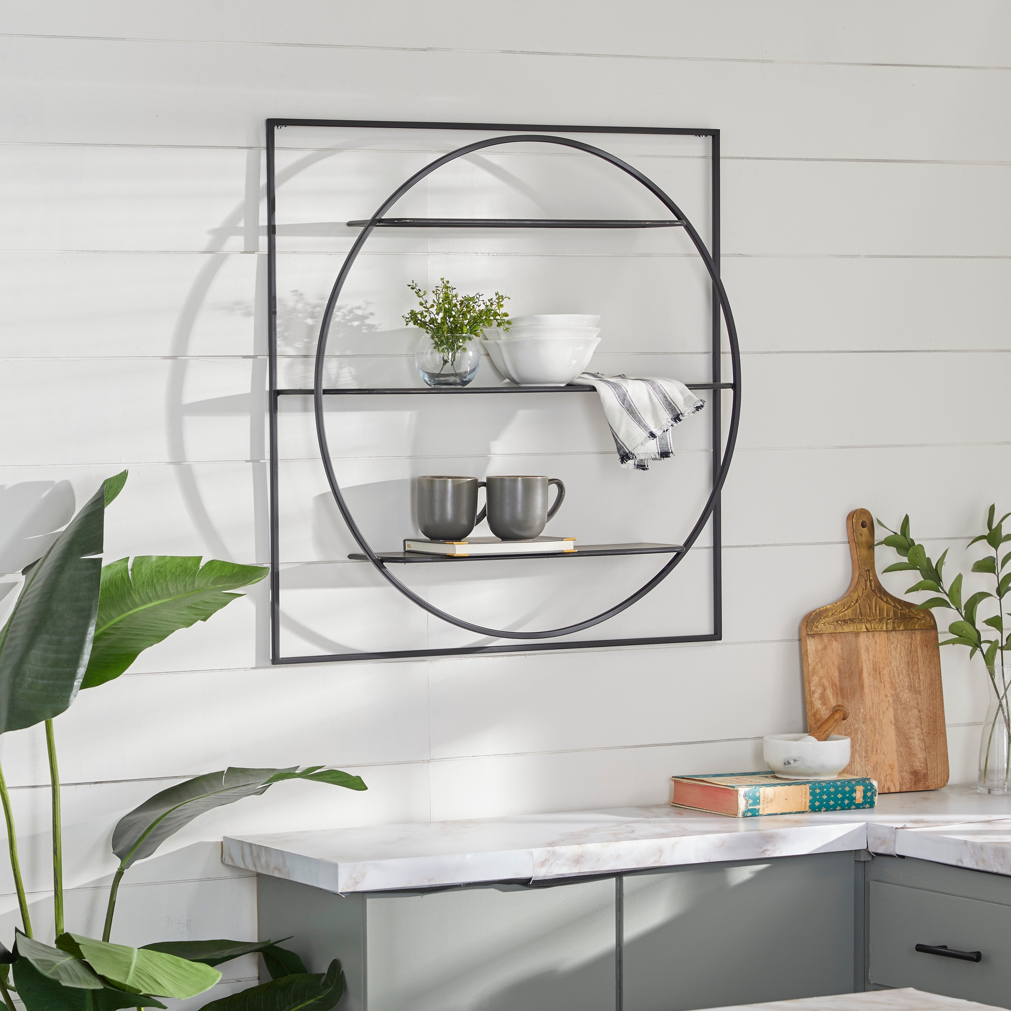 Black Metal 3 Shelves Wall Shelf